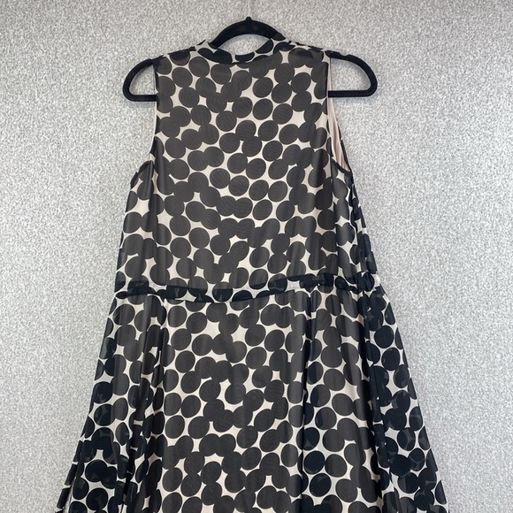 Anne Klein sleeveless maxi dress polka dots chiffon texture cinch waist S - Picture 10 of 14